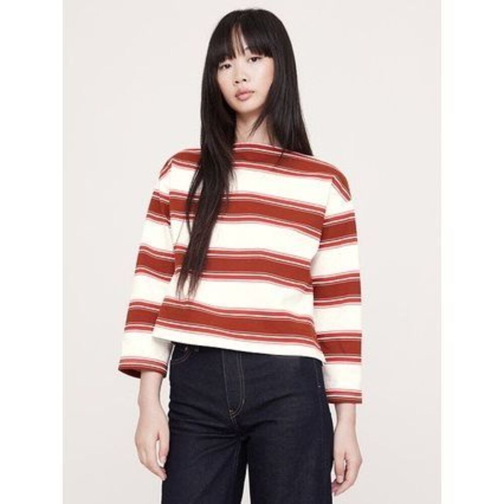 NWT Banana Republic Relaxed Heavyweight Cotton Boat neck Striped Top XS